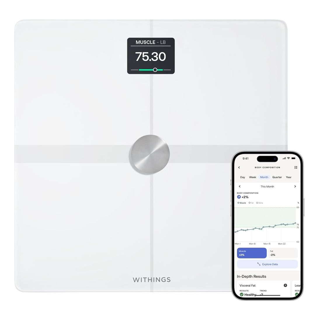 Withings Body Smart - Weight & BMI Wi-Fi Smart Scale - White