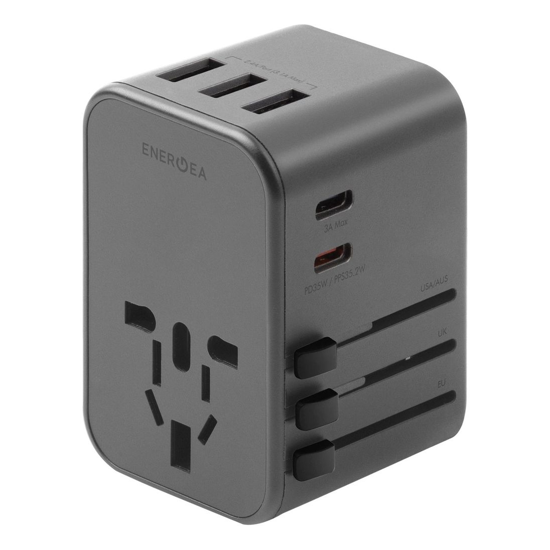 Energea Travelworld Adapter 35 3A2C 35.5W - Gunmetal