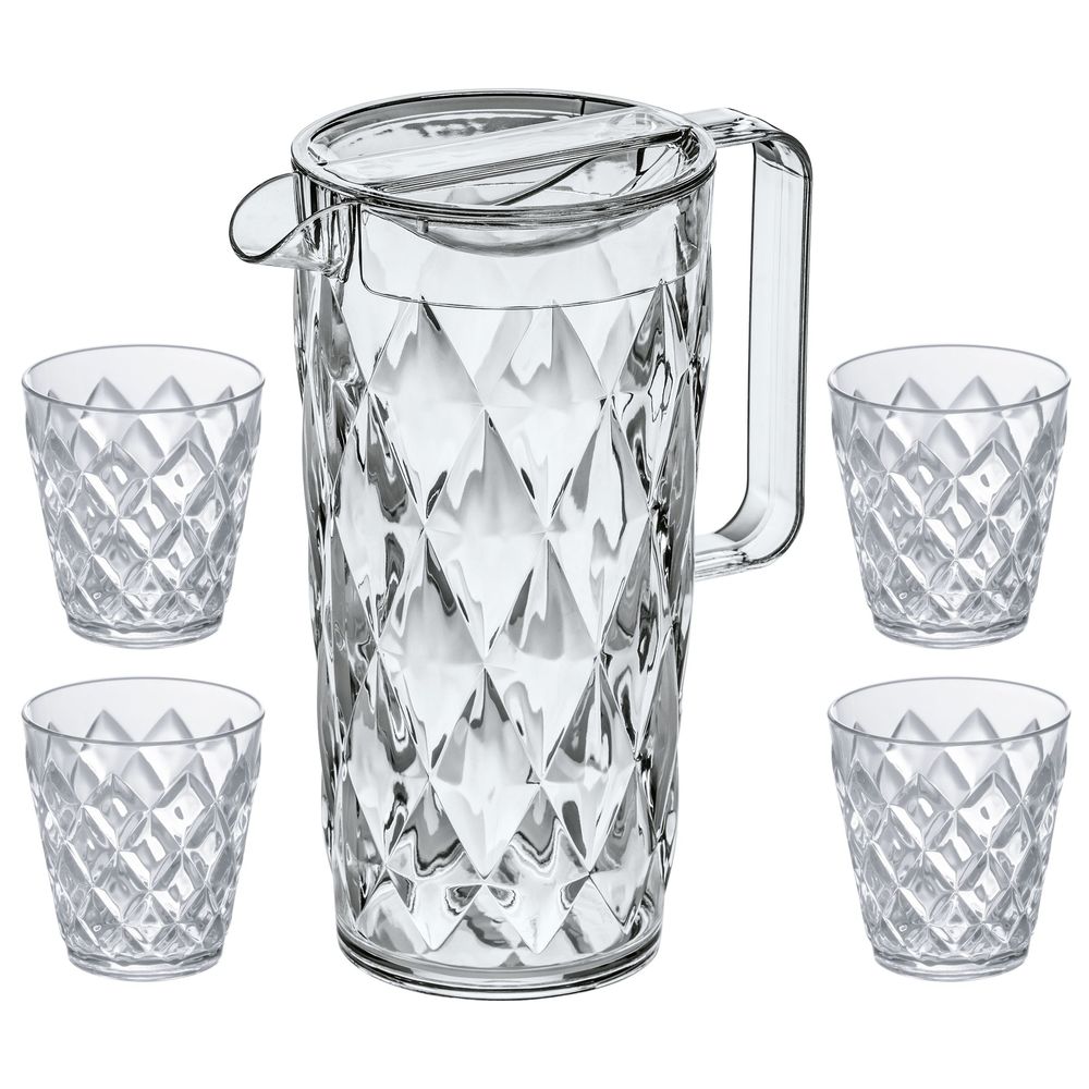 Koziol Pitcher 1.6L + 4 Tumbler 250ml