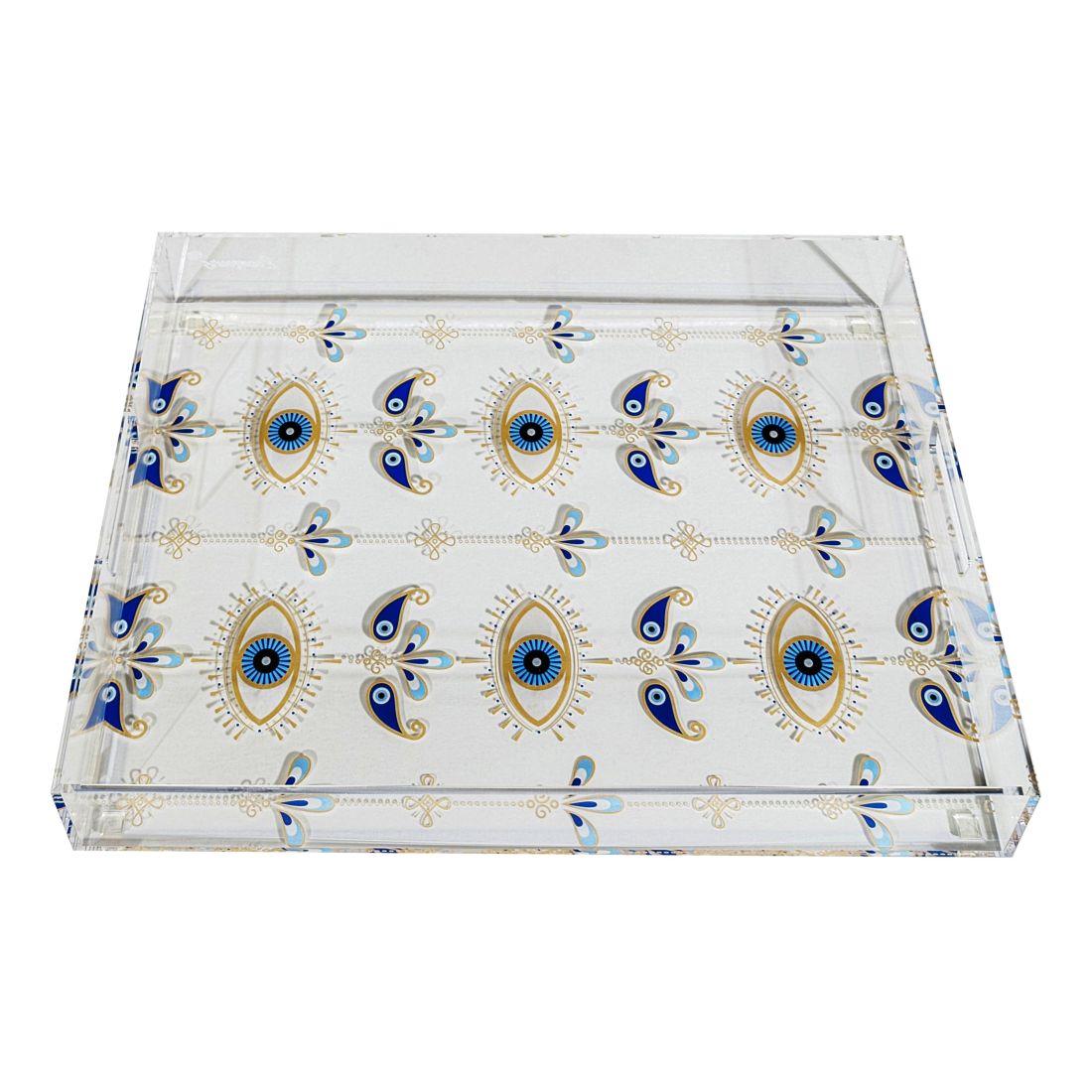 Roomours Hamsa Tray Acrylic Blue & White (40 x 30 cm)