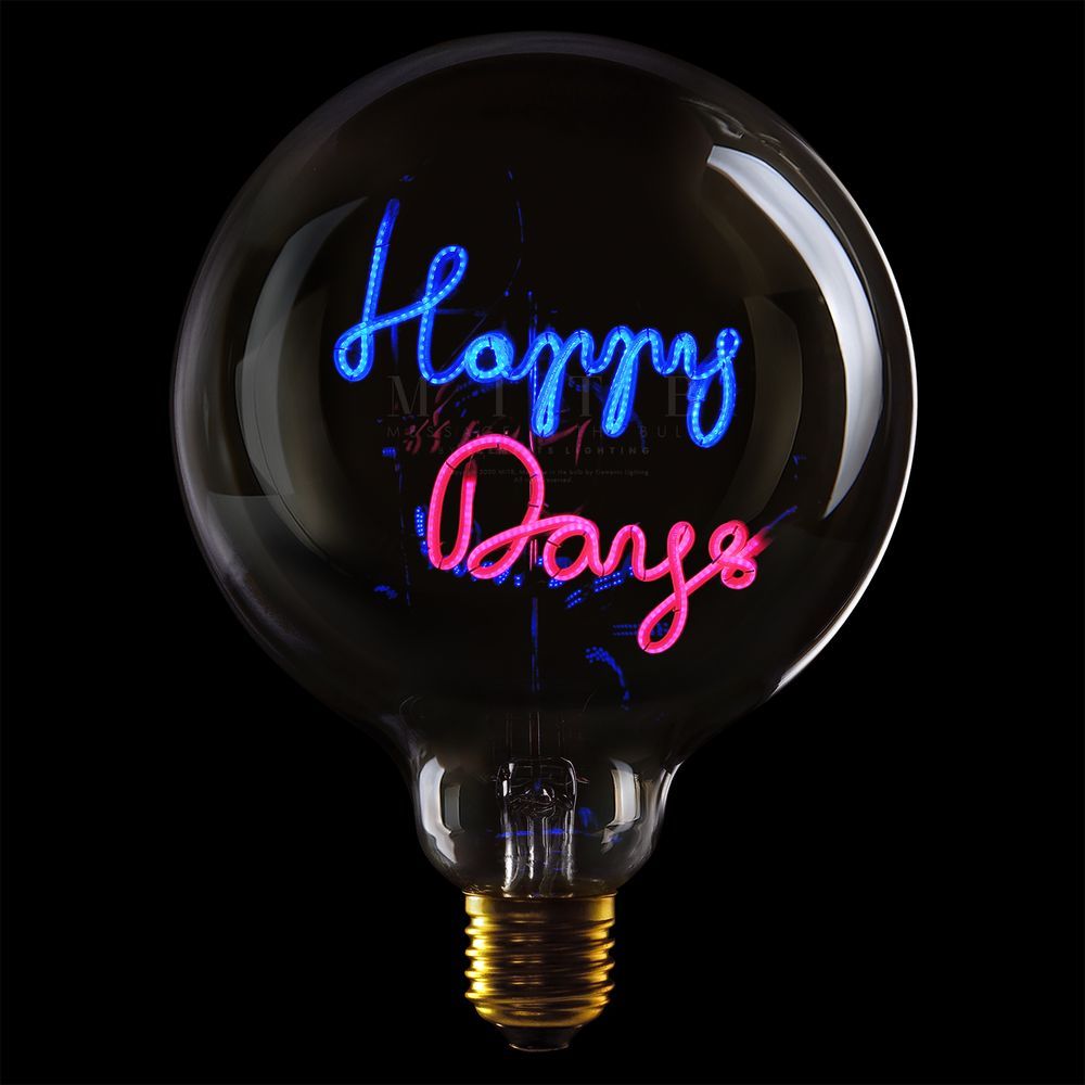 Message in the Bulb 904114Brx Happy Days LED Light Bulb (6 Volt) - Clear Glass - Blue & Red Light