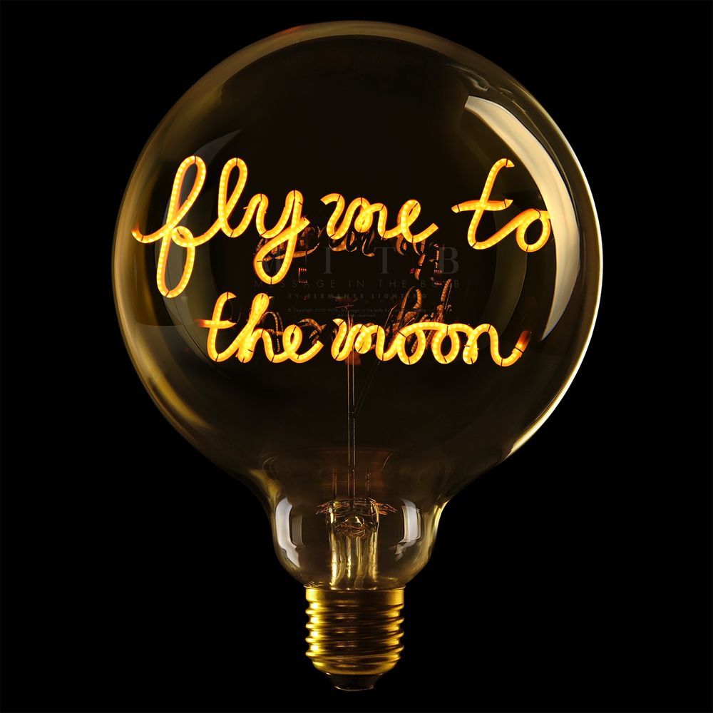 Message in the Bulb 904117X Fly Me To The Moon LED Light Bulb (6 Volt) - Amber Glass - 2200K Light