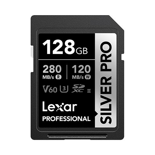 Lexar 128GB Lexar Professional Silver Pro SDXc UHS-II Card/ Up To 280MB/s Read/ 120MB/s Write/ C10 U3 V60