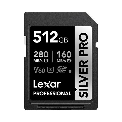 Lexar 512GB Lexar Professional Silver Pro SDXc UHS-II Card/Up To 280MB/s Read/ 160MB/s Write/ C10 U3 V60