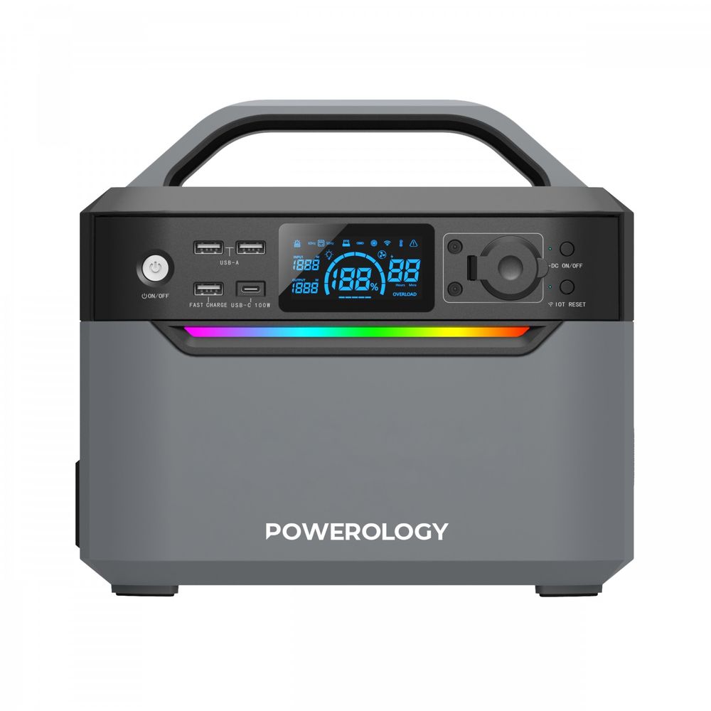 Powerology 120000Mah 600W Dual Ac Socket Power Generator - Black