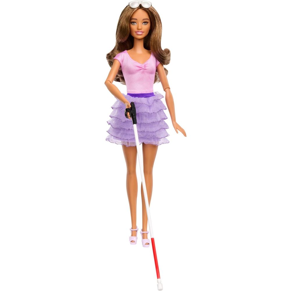 Barbie Fashionistas Doll 228 Blind Barbie Doll wearing Pink Top & Ruffled Skirt with Cane