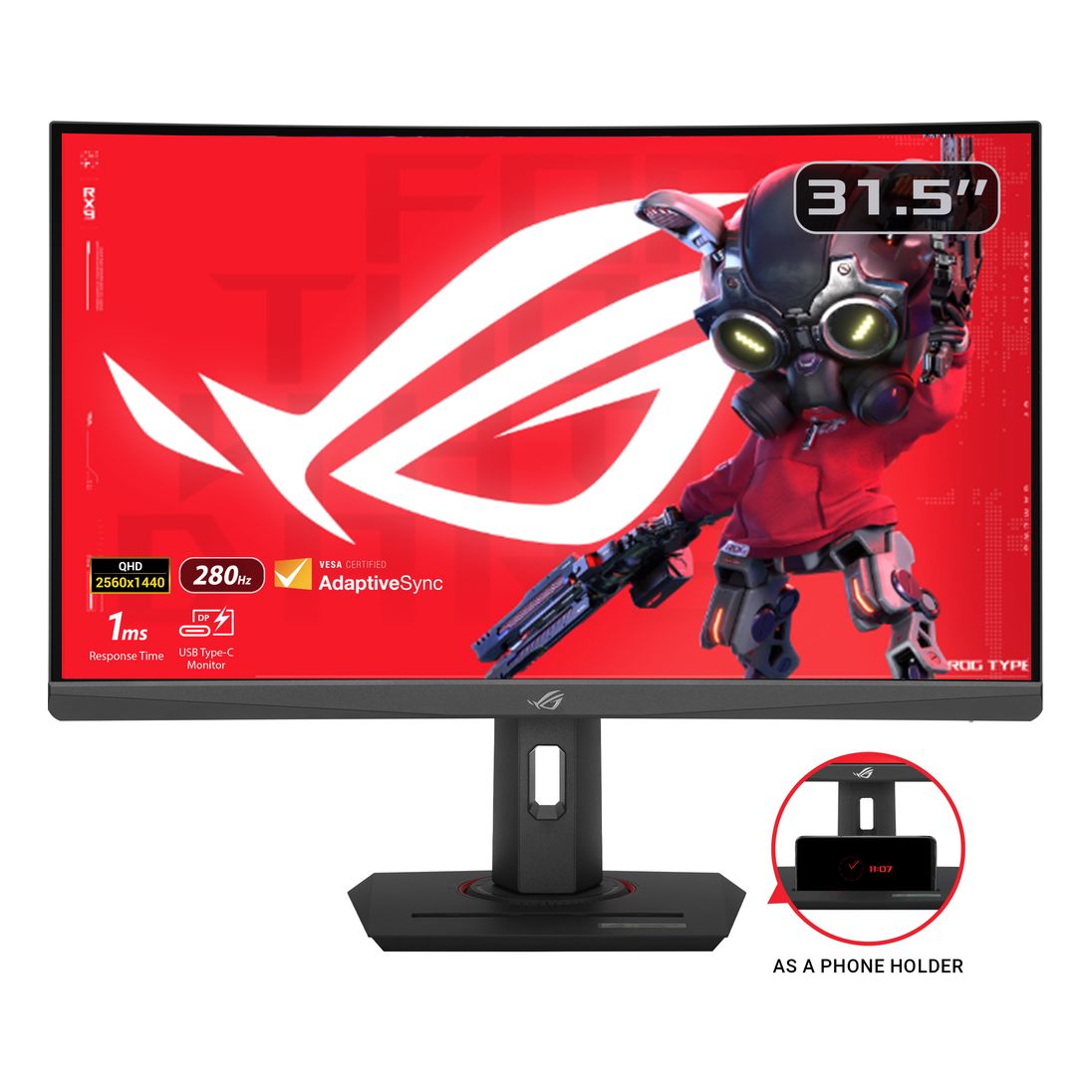 ASUS ROG Strix XG32WCMS USB Type-C Gaming Monitor 32-inch (2560x1440) Curved/280Hz
