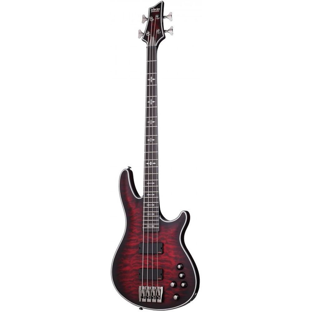 Schecter 1910 Hellraiser Extreme 4 Bass Electric Guitar - Crimson Red Burst Satin