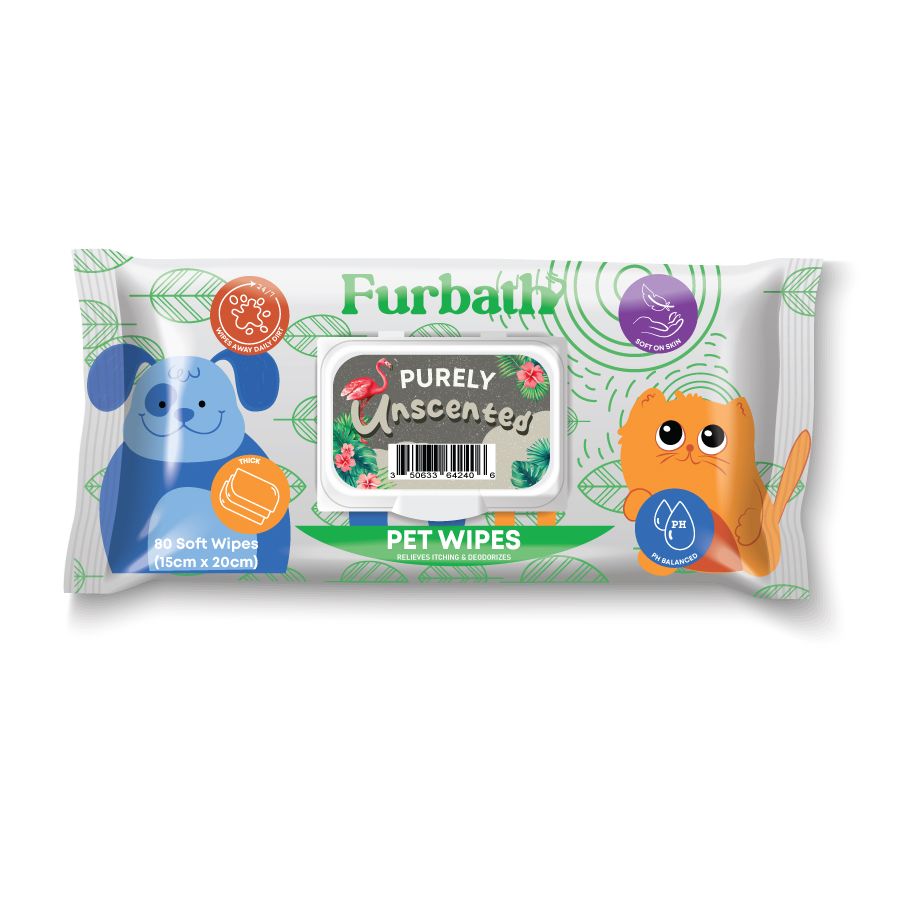 Furbath Natural Pet Wipes 80 Count- Unscented