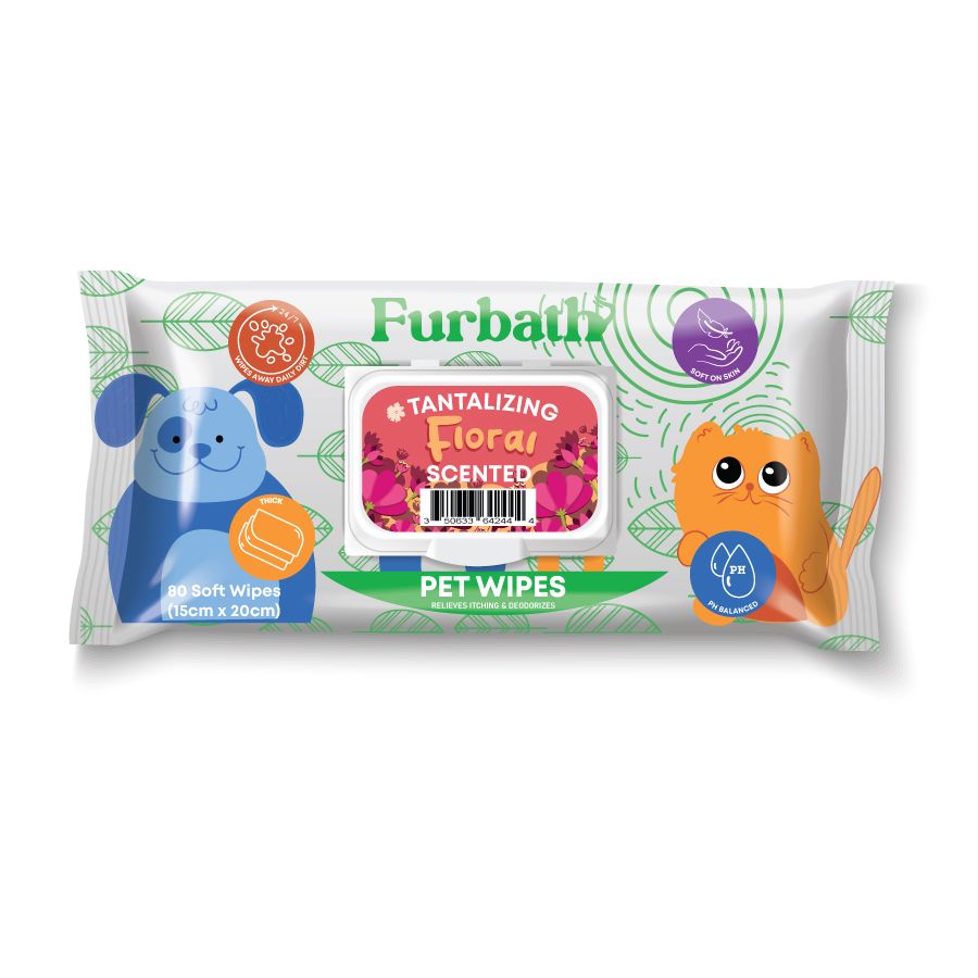 Furbath Natural Pet Wipes 80 Count- Floral