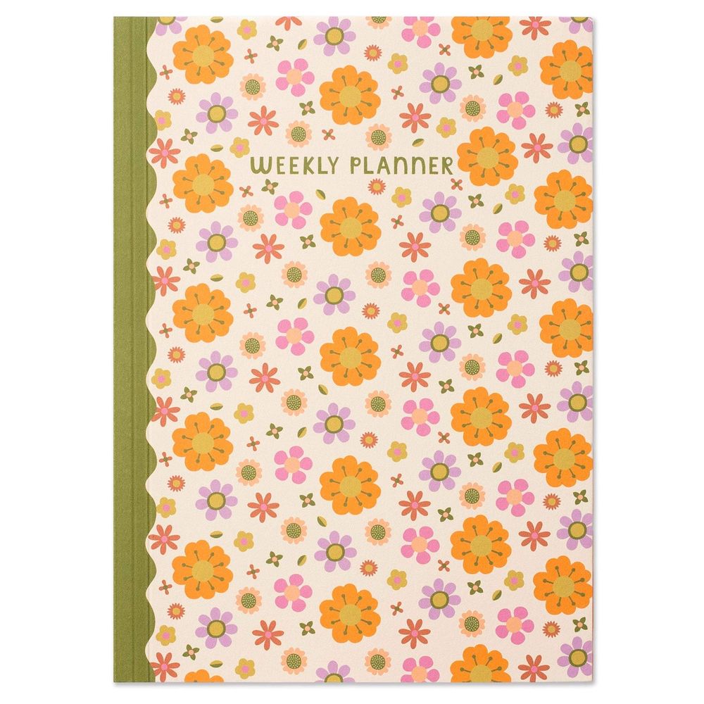 Raspberry Blossom Retro Floral Weekly Planner