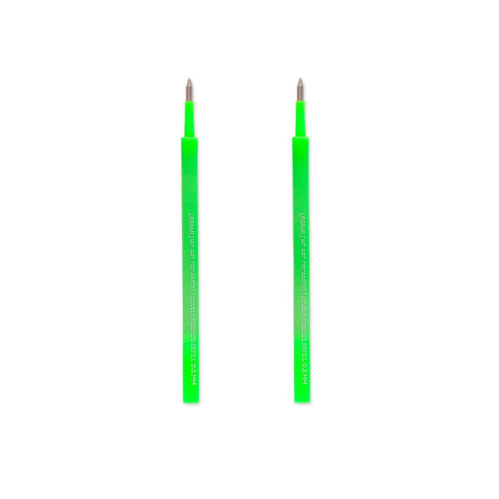 Legami Set of 2 Refills for Gel Pen - Lovely Friends - Neon Green