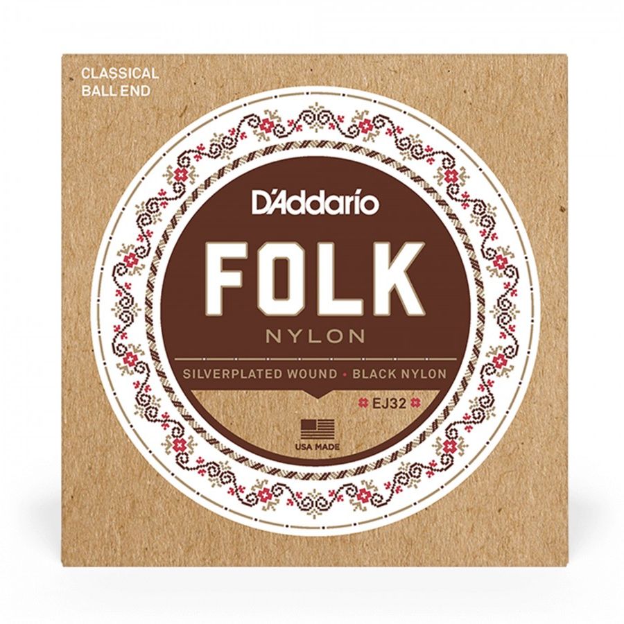 D'Addario EJ32 Normal Tension Ball End Silver- Wound/Clear Nylon Classical Guitar Strings