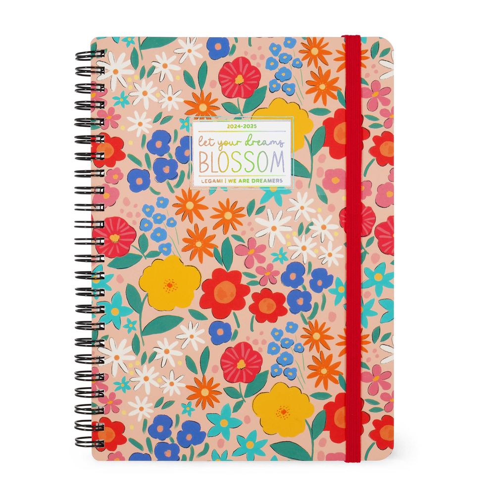 Legami Large 16-Month Weekly Spiral-Bound Diary - 2024/2025 - Flowers (15 x 21 cm)