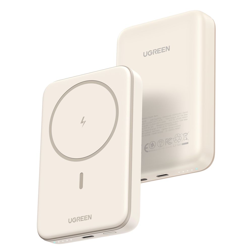Ugreen Powerbank 10000mAh 20W PD Magnetic Wireless 15W Max + USB-C 20W PD - Beige