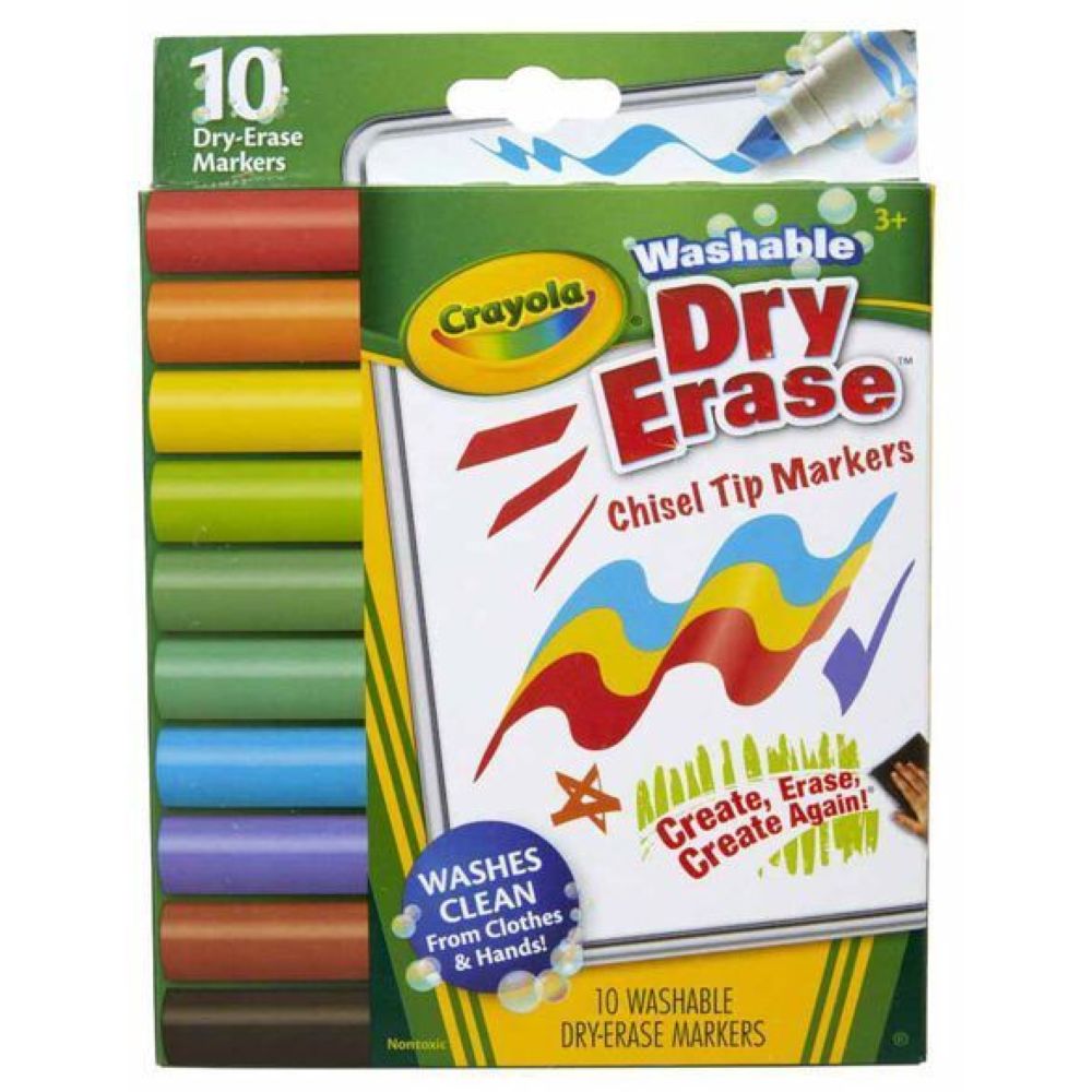 Crayola Washable Dry Erase Wedge Tip Markers (Pack of 10)