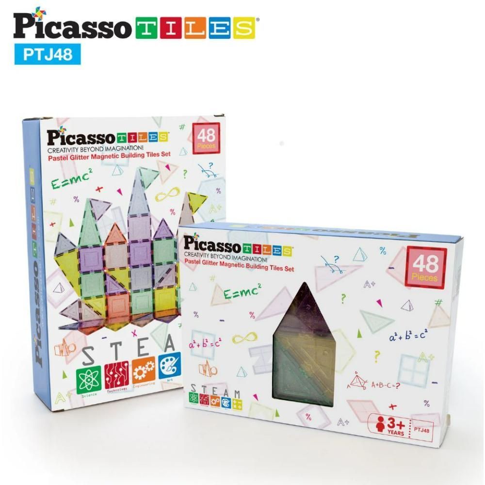 Picasso Magnetic Pastel Glitter 48 Pieces Magnetic Building Set