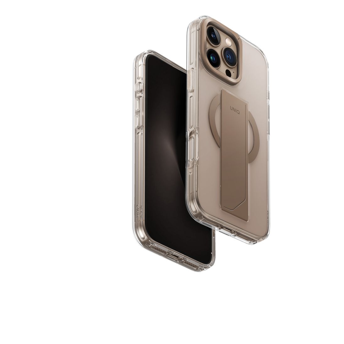 UNIQ Hybrid iPhone 16 Pro (2024) Case 6.3 Heldro Max Magclick With Camera Stand - Taupe Gold (Taupe Gold)