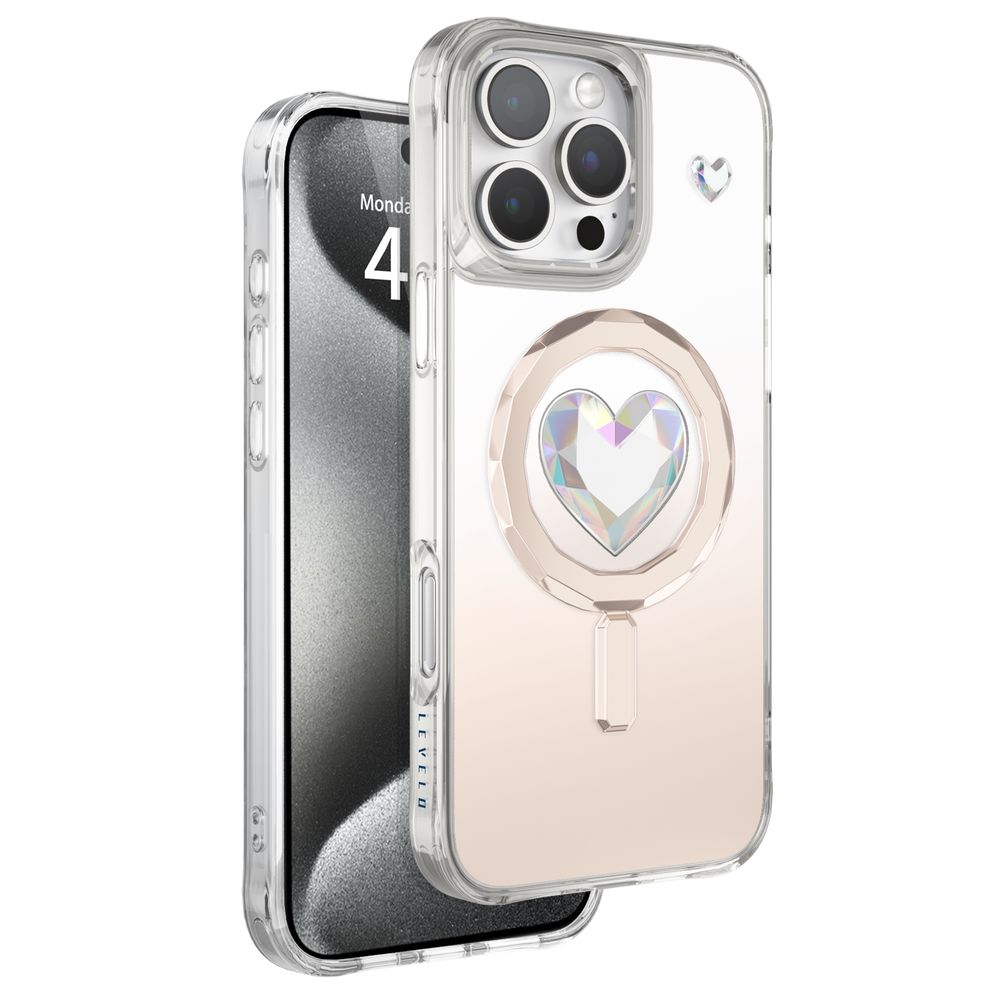 Levelo Hearts Magsafe Case For iPhone 16 Pro Max - Transparent