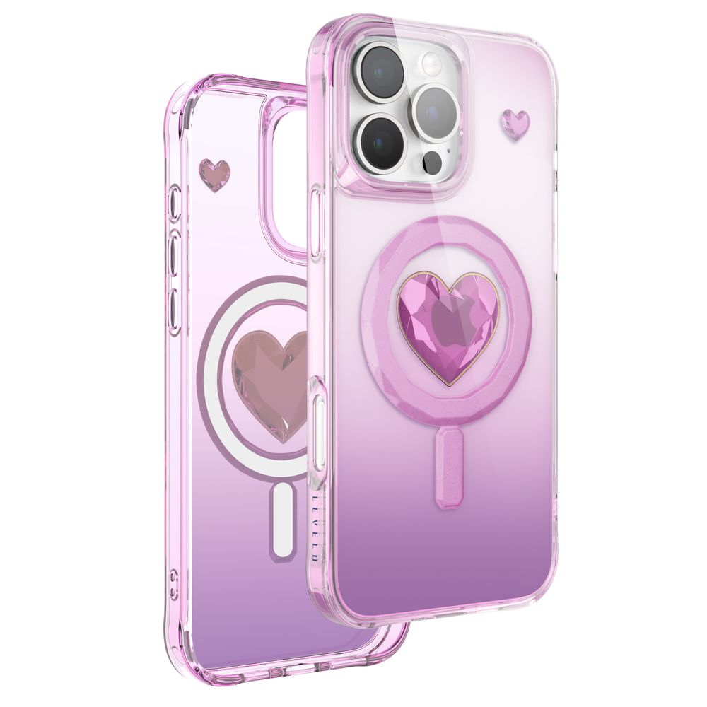 Levelo Hearts Magsafe Case For iPhone 16 Pro Max - Pink