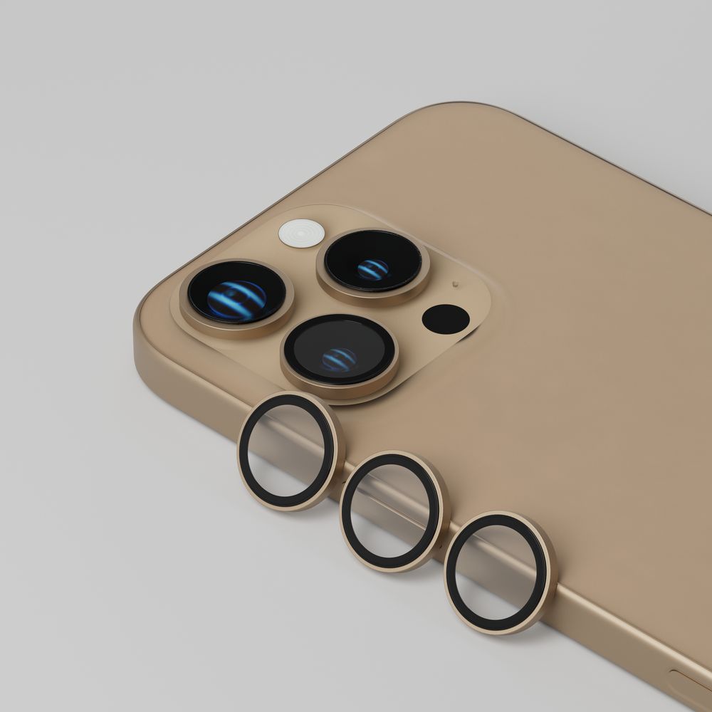 Levelo Trio Lens Protector With 99% Transparency For iPhone 16 Pro/ Pro Max - Desert Rose Titanium