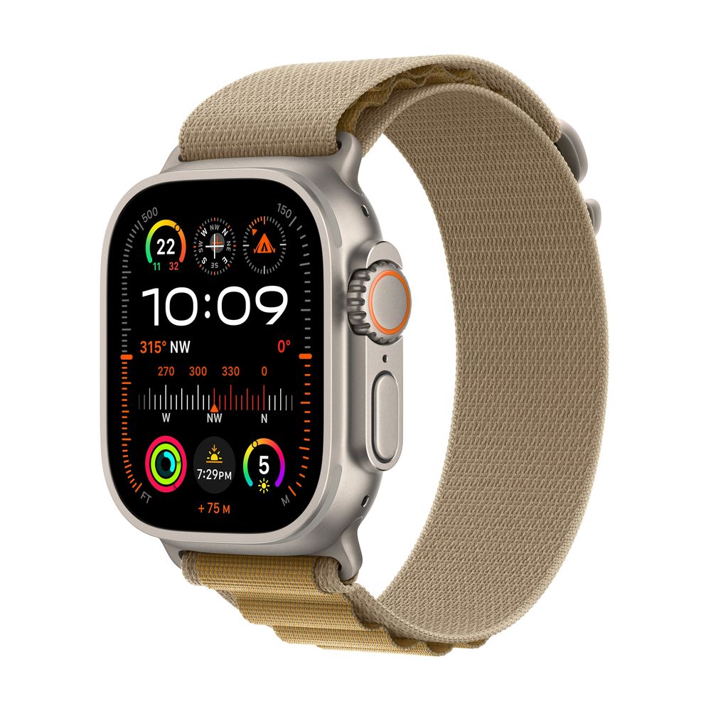 Apple Watch Ultra 2 (2024) GPS + Cellular 49mm Natural Titanium Case with Tan Alpine Loop - Large