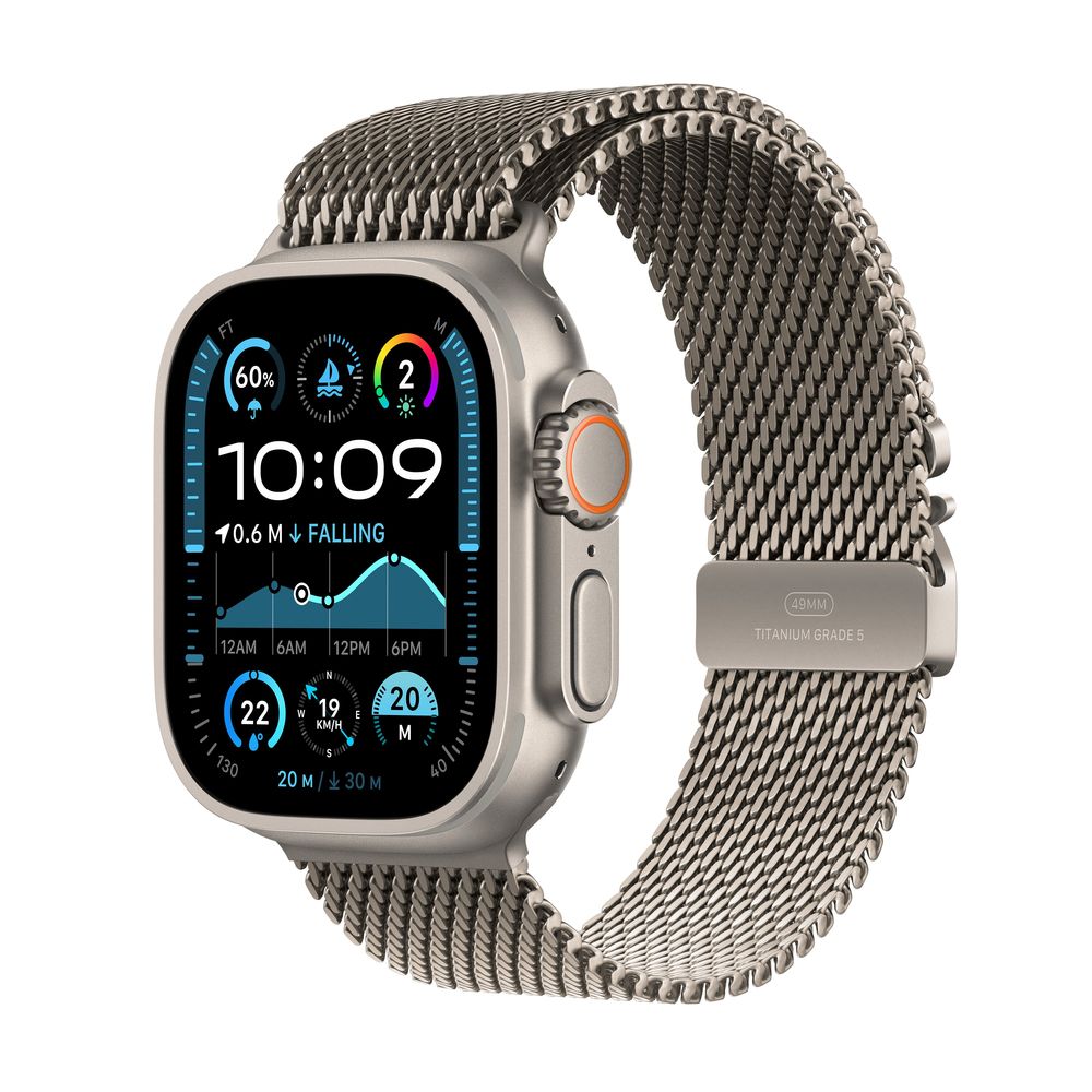 Apple Watch Ultra 2 (2024) GPS + Cellular 49mm Natural Titanium Case with Natural Titanium Milanese Loop - S