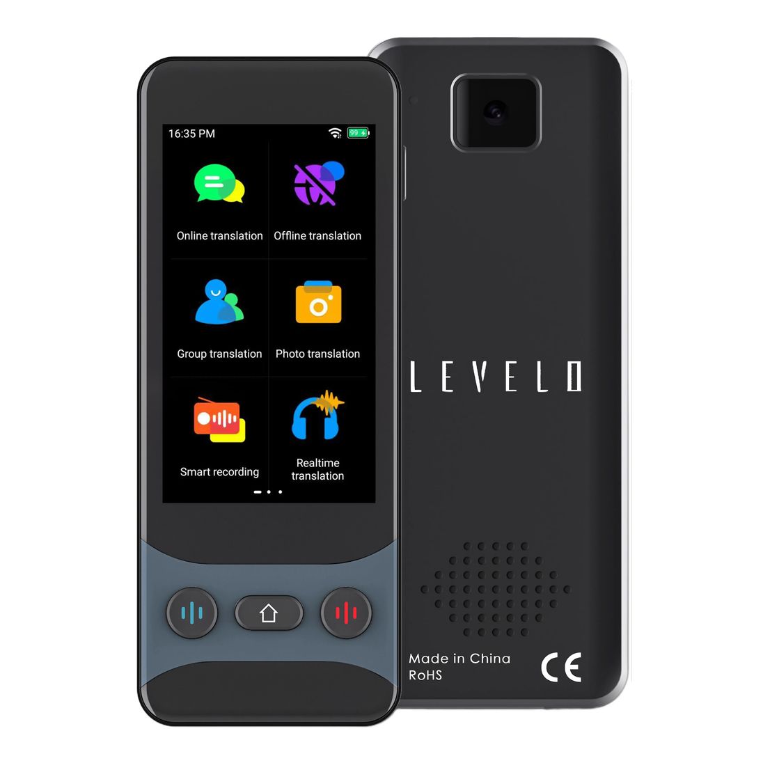 Levelo FluentLink Offline & Online Voice Translator - Grey