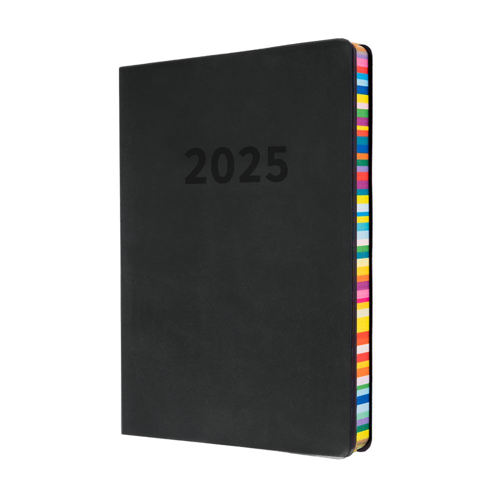 Collins Debden Edge Rainbow 2025 A5 Diary Week To View Planner - Charcoal