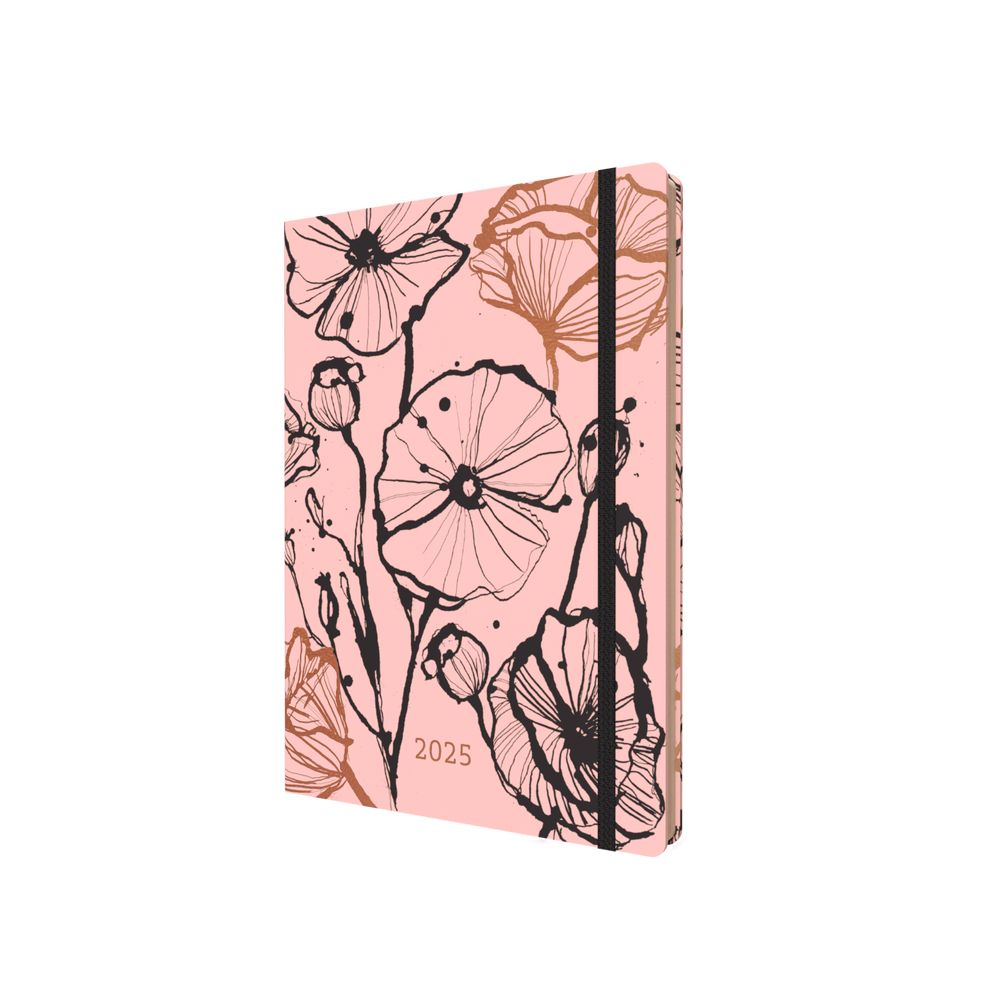 Collins Debden Abstract Botanicals 2025 A5 Planner Week To View Diary - Pink