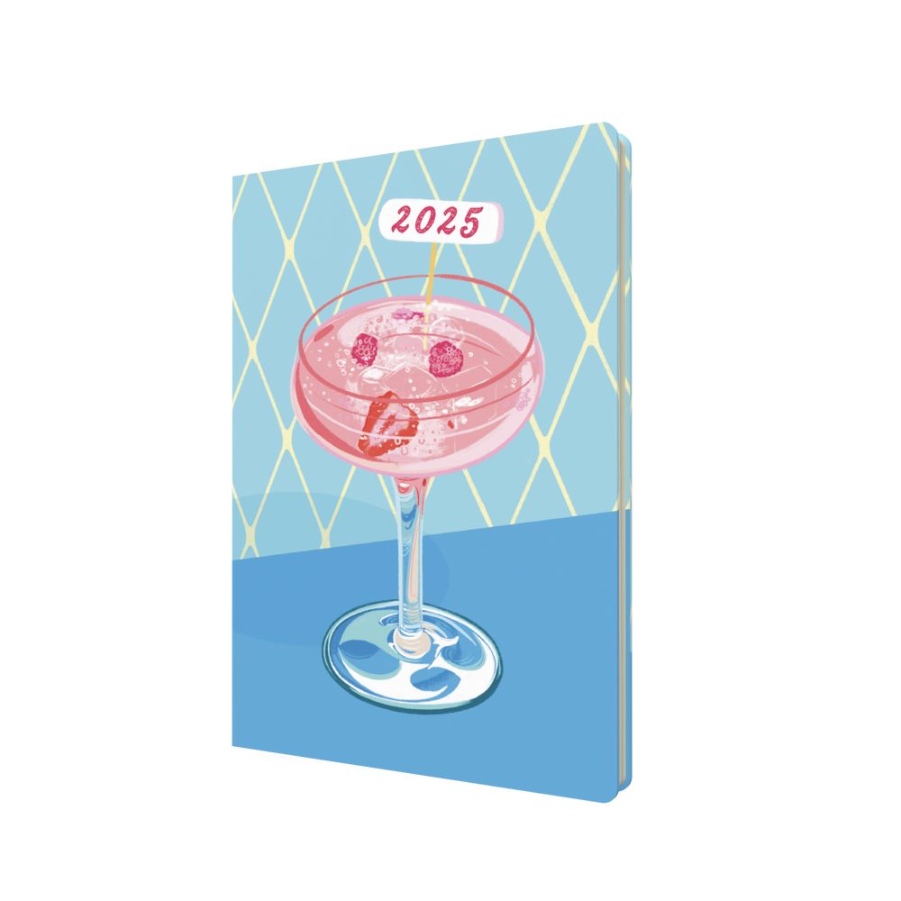 Collins Debden Party On By Katie Smith 2025 A5 Planner Week To View Diary - Strawberry Cocktail