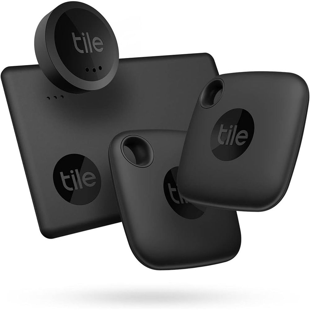 Tile Mate Essential Bluetooth Item Tracker - Black (2 Mates/ Slim / Sticker) (Pack of 4)