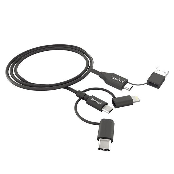 Travelmall 5-In-1 Lightning - Micro-USB USB-C Intelligent Cable - Black