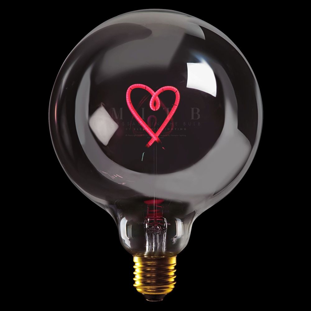 Message in the Bulb - Heart - Plated Smoke Glass/Red LED Light Bulb (6 Volt)