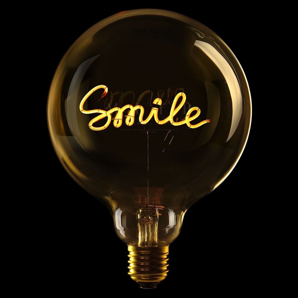 Message In The Bulb - Smile - Amber Glass/2200K LED Light Bulb (6 Volt)