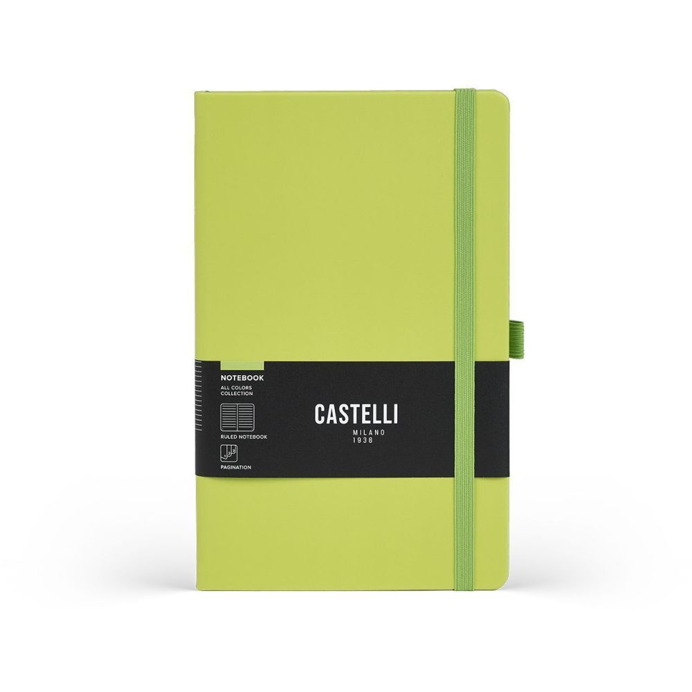Castelli Large Ruled All Colour Notebook - Acid Green (19 x 25 cm)