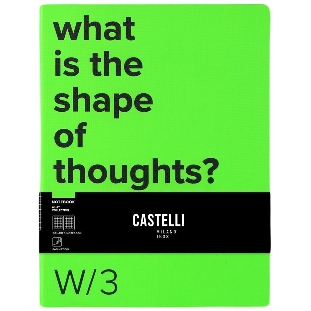 Castelli Large Squared What Notebook W/3 - Lime Green (19 x 25 cm)