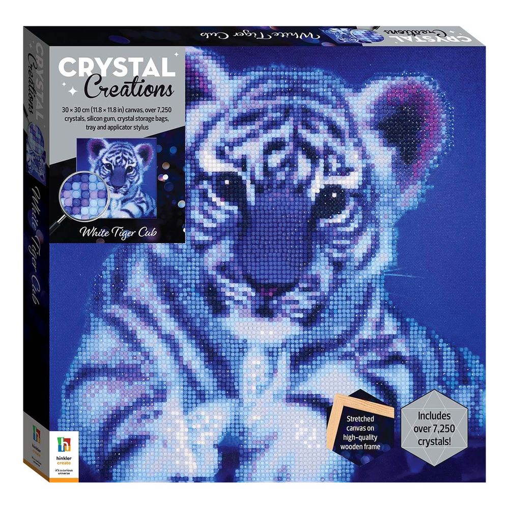Crystal Creations Canvas - White Tiger Cub | Hinkler Books