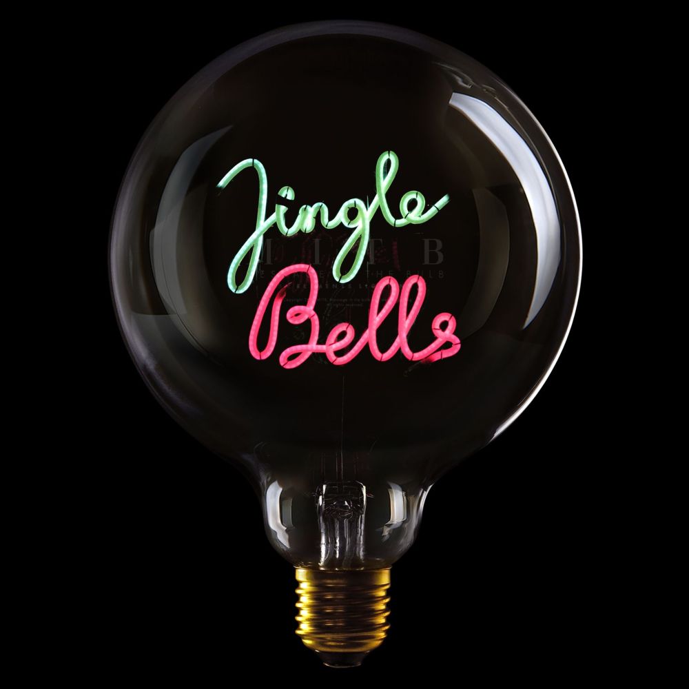 Message In The Bulb - Jingle Bells - Clear Glass/Green & Red LED Light Bulb (6 Volt)