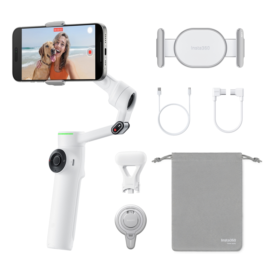 Insta360 Flow 2 Pro AI Tracking Smartphone Gimbals - Creator Kit - Summit White