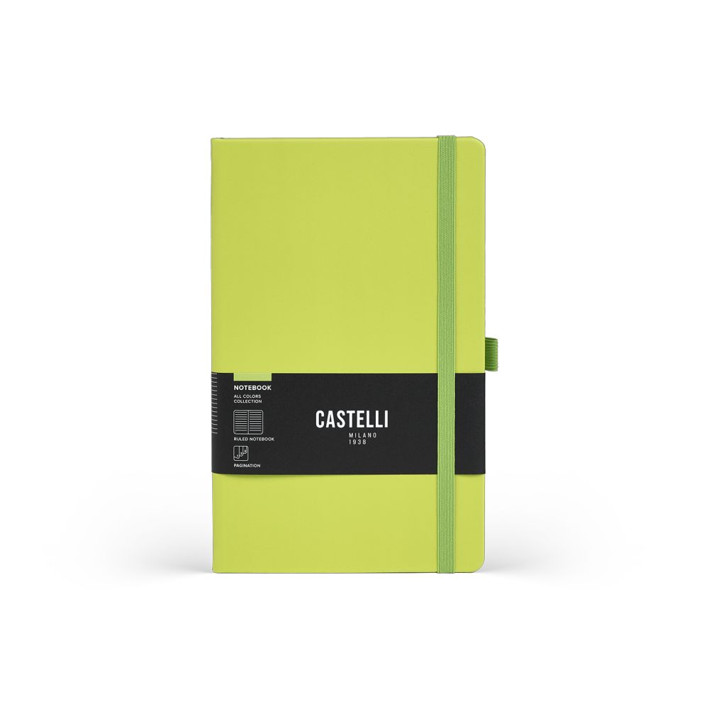 Castelli Notebook Medium Ruled All Colour Acid Green (13 x 21 cm)