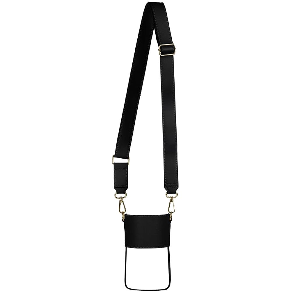 Loch Adjustable Vegan Leather Bottle Strap Black 900ml/1200 | Gold Detailing