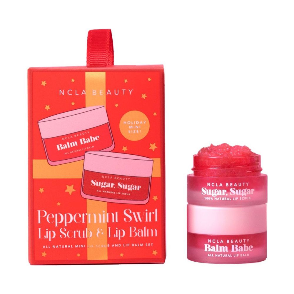 NCLA Beauty Peppermint Swirl Lip Scrub & Lip Balm Ornament Set