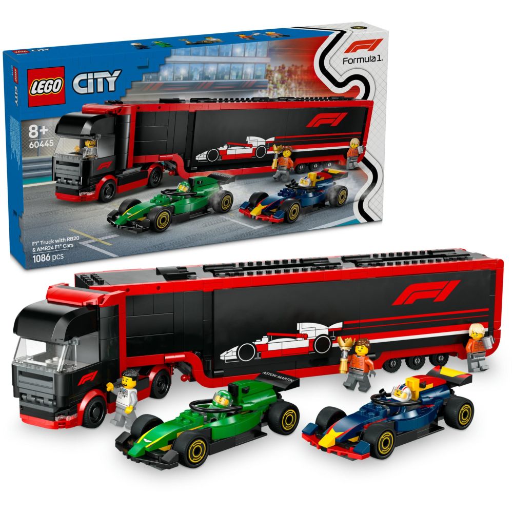 LEGO City F1 Truck With Rb20 And Amr24 F1 Cars 60445 (1086 Pieces)