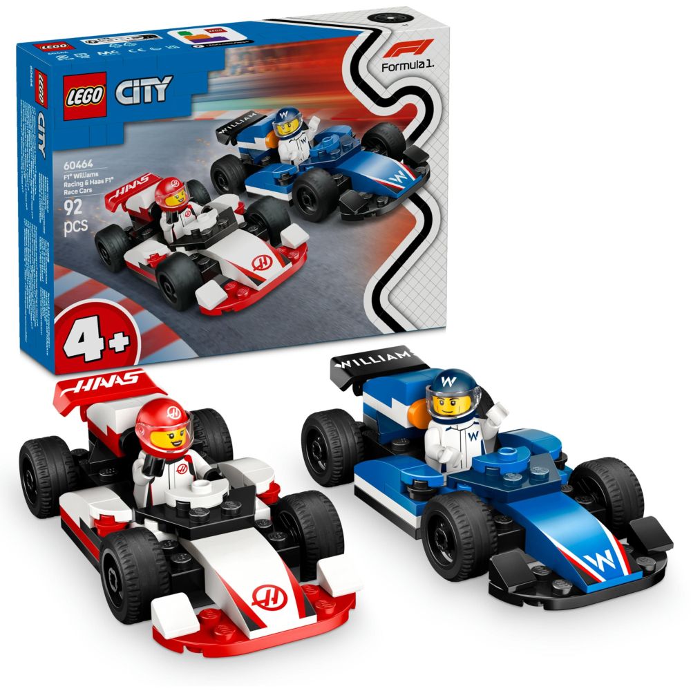 LEGO City F1 Williams Racing And Haas F1 Race Cars 60464 (92 Pieces)