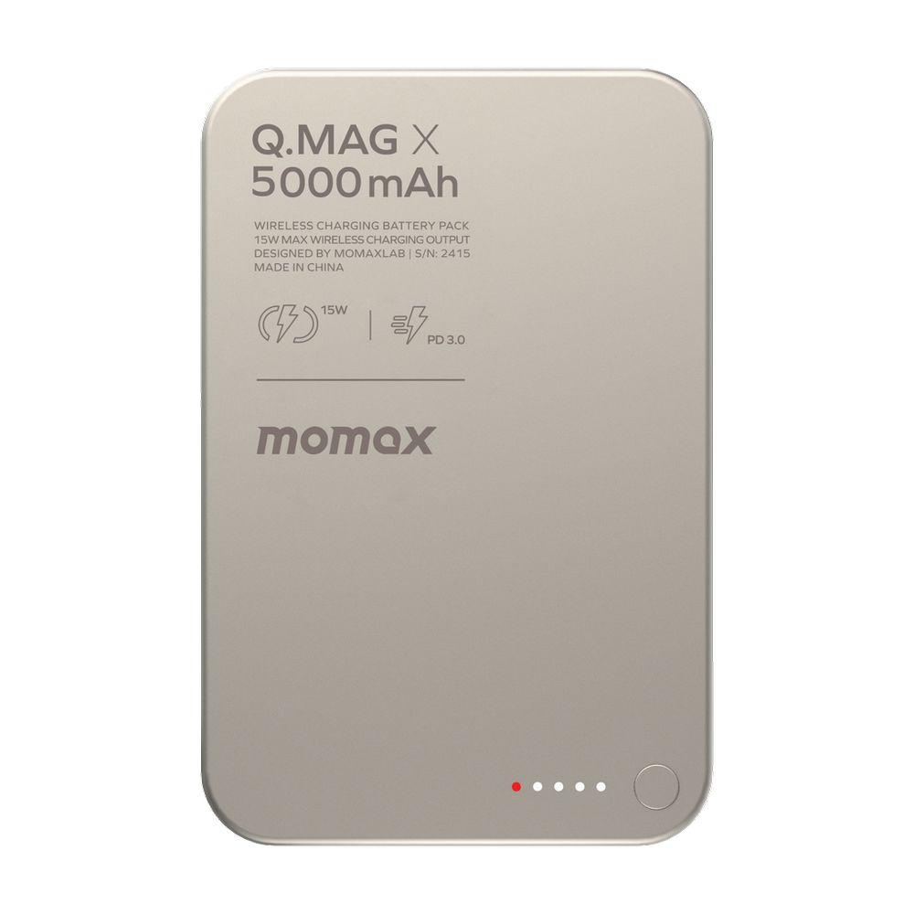 Momax Q.Mag X 5000mAh Gen2 15W Ultra Slim Magsafe Wireless Power Bank - Titanium