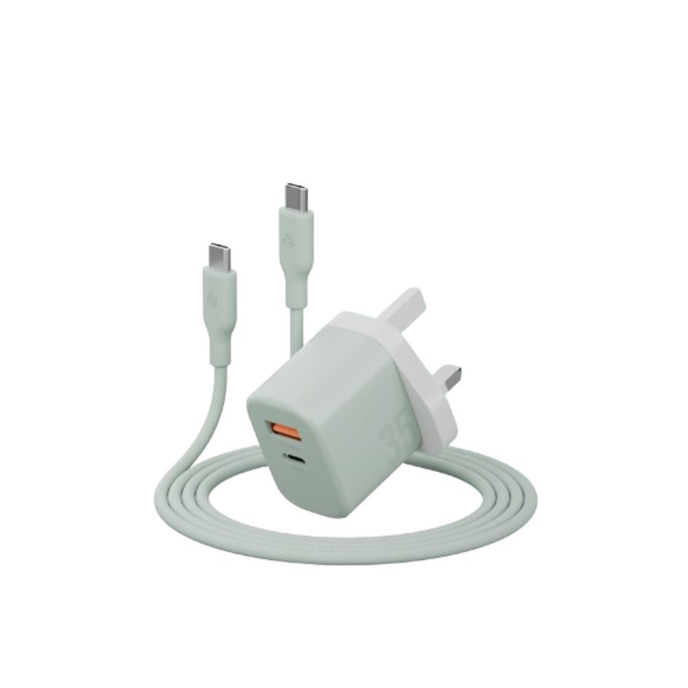 Energea Bundle Goport Velox Bundle UK Charger 35W With Weave Cable - Pistachio