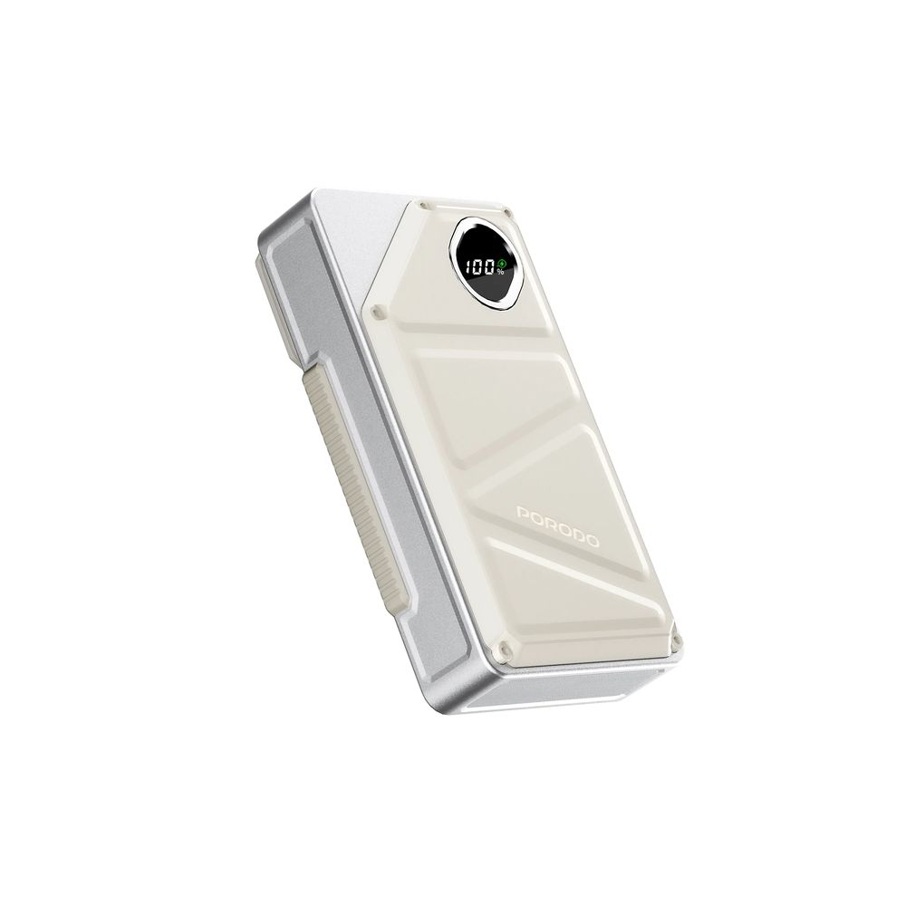 Porodo 20000mAh Power Bank Built-In Type-C & Lightning - White