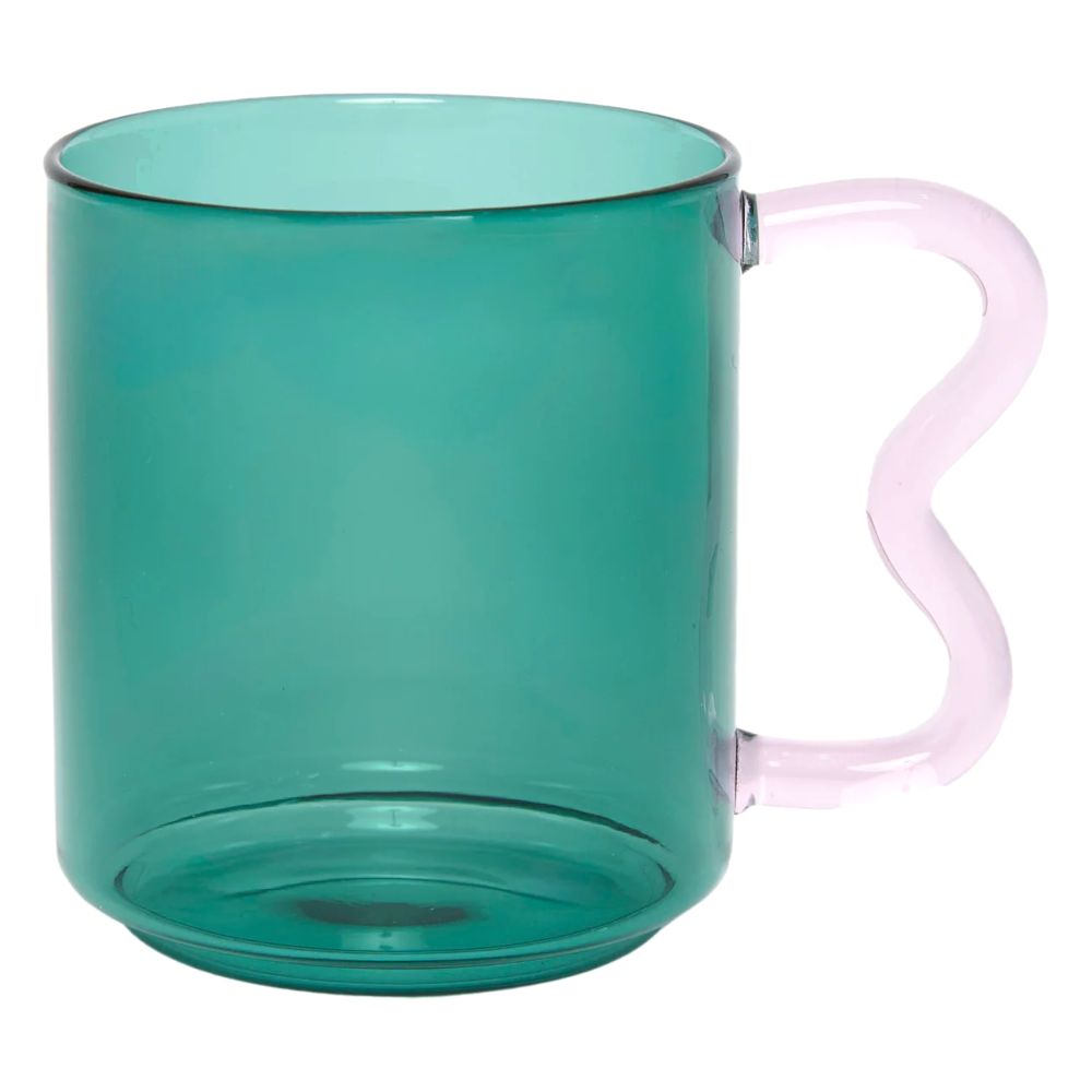 Prickly Pear Decor Curve Glass Mug Green
