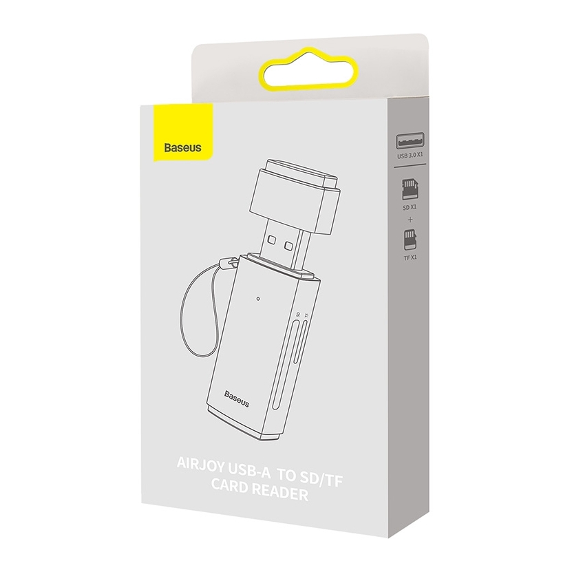 Baseus Lite USB-A to SD/TF Card Reader - Grey